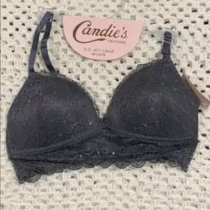 Candies Gray Geo Lace Push-Up Bralette - NWT